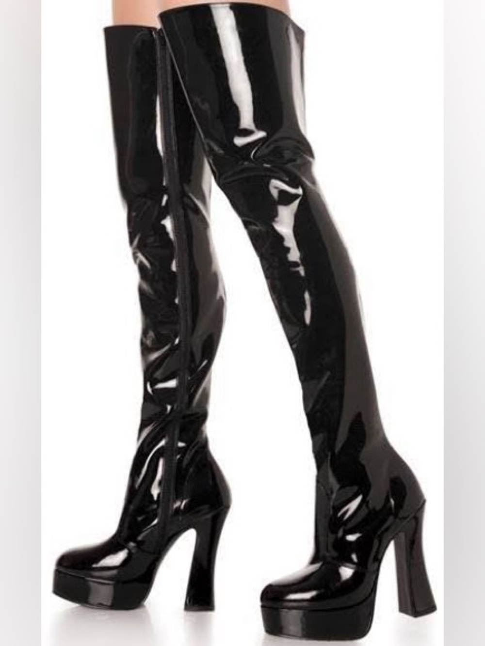 Pleaser Electra 3000Z Patent Platform Thigh High Boots Size 11